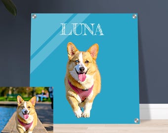 Custom Acrylic Pet Portrait, Modern Wall Art, Dog Memorial Gift