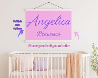 Personalisierter Baby Name Druck: Kinderzimmer Wandbild mit Magnetischer Holz Aufhänger