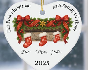 Personalized Family And Pet Christmas Ornament Gift, Couple With Pet Ornament, Family Of 3 4 5, 2025 Family Christmas Ornament, Dog Ornament