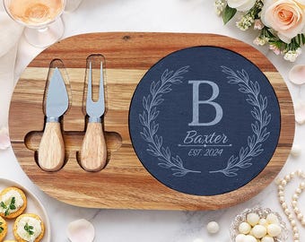 Custom Monogram Cutting Board, Personalized Charcuterie Board, Engraved Family Name Chopping Board, Kitchen Decor Cutting Block, Family Gift