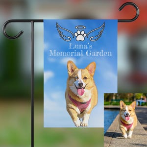 Personalisierte Veranda Zeichen, benutzerdefinierte Foto Flagge, Hundename Garten Flagge, Willkommen Garten Flagge, benutzerdefinierte Haustier Yard Flagge, benutzerdefinierte Speicherflagge, süßer Hund