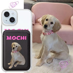 Personalisierte MagSafe Leder Geldbörse - Personalisierter Haustier Foto Kartenhalter - iPhone Magnetischer Geldbeutel - Einzigartiges Geschenk für Hunde- und Katzenliebhaber