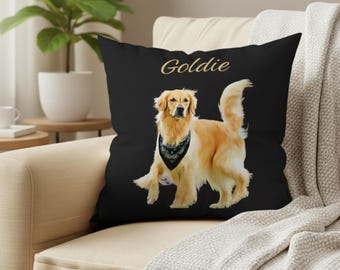Custom dog pillow, Dog memorial gift, Golden Retriever