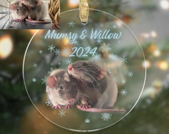 Custom Fancy Rat Photo Ornament, Personalized Pet Rat Christmas Acrylic Custom Picture Ornament creative personalized gifts