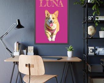 Anpassad väggdekoration för hundporträtt, inramad hundporträttpresent, personlig hundmålning för hundmamma, anpassad hundkonsttryck, ram för husdjursporträtt