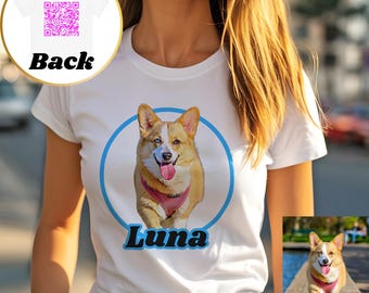 Custom Pet T-shirt with Pet photo and name, Personalized Pet Portrait Shirt, Custom Dog Cat Graphic Tee, Pet Lover Gift, Dog Lover shirt