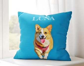 Cuscino personalizzato per animali domestici con foto dell'animale, cuscino regalo per cani con ritratto ad acquerello dell'animale, cuscino con foto di gatto, mamma di cani, mamma di gatti, commemorativo