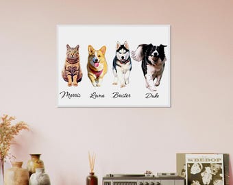 Custom Watercolor Pet Portrait Using Dog Photo, Memorial Pet Portrait, Full Body Pet Art, Pet Remembrance Portrait, Cat Portrait, P4