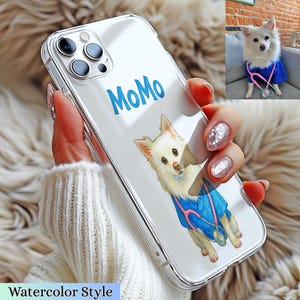 Custom Anime Clear MagSafe Phone Case, Watercolor Pet Phone Case, Samsung Galaxy S24, Personalized iPhone Case, iPhone 16 Pro Max Clear Case
