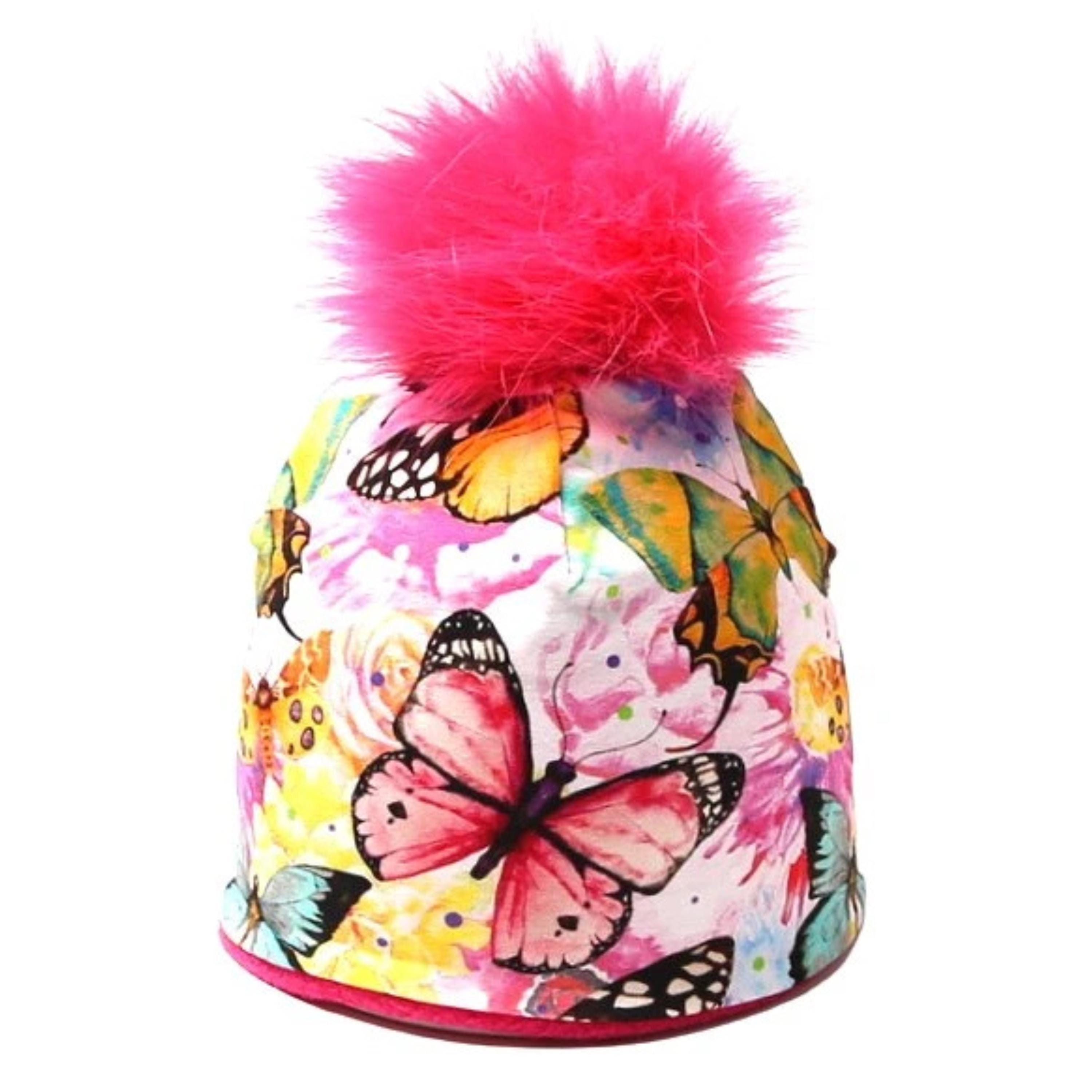 New Custom Designed Cream Pom Pom Beanie with Butterfly Custom Pom Pom Hat - Etsy main image 3