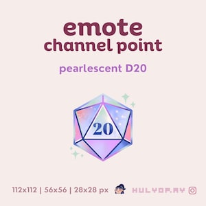 Pearlescent D20 | Twitch Emote | Channel Point | Dice Roll | Tabletop Fantasy RPG | DND | D&D | BG3 | Sparkles | Discord | YouTube | Stream