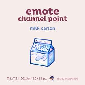 Milk Carton | Twitch Emote | Channel Point | Blue | Hydrate Reward | Drink Redeem | Cafe | Breakfast | Discord | YouTube | Stream Graphics