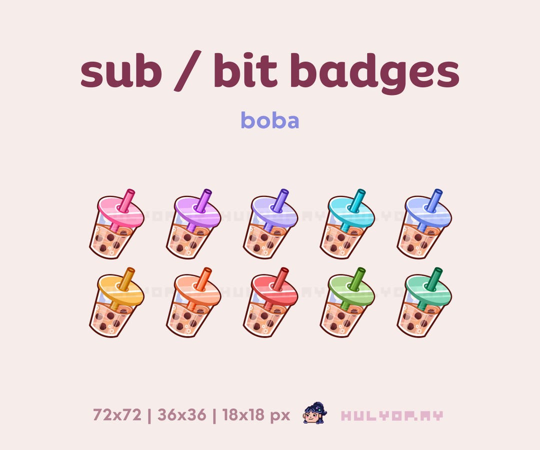 10 Twitch Sub Badges | Boba | Channel Bits | Bubble Tea | Tapioca ...