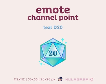 Punto de canal/emoticono Teal D20 para Twitch, Discord y YouTube (descarga digital)