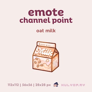 Oat Milk Carton | Channel Point | Twitch Emote | Hydrate Reward | Drink Redeem | Cafe Dessert | Breakfast | Discord | YouTube | Stream