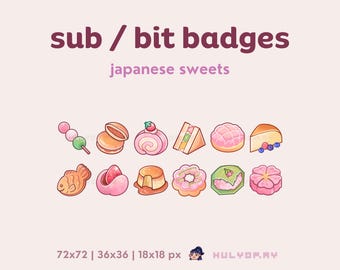 12 insignias de suscripción de Twitch / Dulces japoneses / Fragmentos del canal / Postres / Wagashi / Picnic de primavera / Roles de Discord / Suscriptores de YouTube / Transmisión
