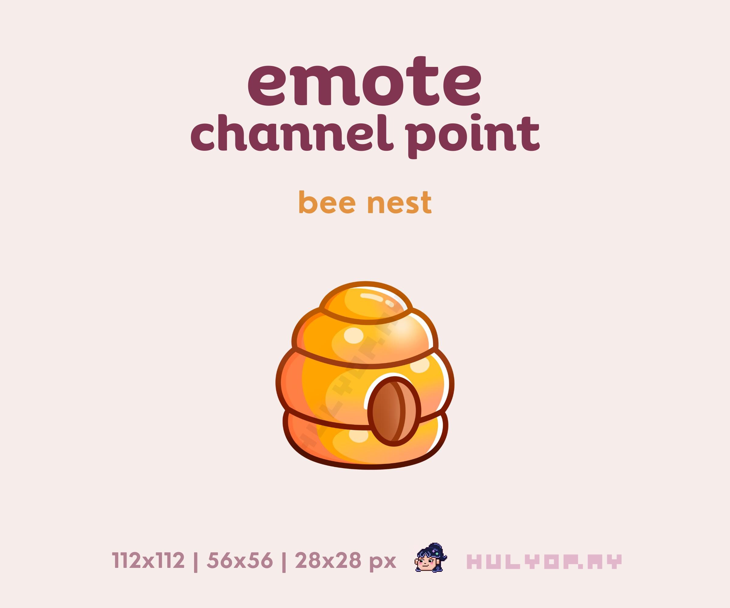Bee Nest | Channel Point | Twitch Emote | Yellow Bee Hive | Honey Comb |  Bumblebee | Cute Cottagecore | Discord | YouTube | Stream Graphics, image size:2400x2000