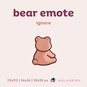 Könnte beinhalten: Eine Cartoon-Illustration eines braunen Bären, der mit dem Rücken zum Betrachter sitzt und wegschaut. Der Text "bear emote" und "ignore" befindet sich über dem Bären.