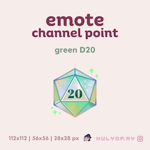 Green D20 | Twitch Emote | Channel Point | Dice Roll | Tabletop | Fantasy RPG | DND | D&D | BG3 | Sparkles | Discord | YouTube | Streaming