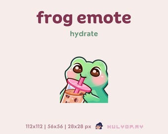 Rana / Emoticono de Twitch / Hidratar / Punto de canal / Sapo / Lindo / Boba / Té de burbujas / Canjear bebida / Discord / YouTube / Jugador / Gráficos de transmisión