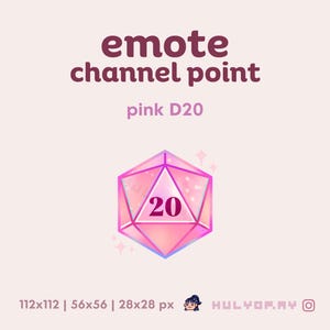 Pink D20 | Twitch Emote | Channel Point | Dice Roll | Tabletop | Fantasy RPG | DND | D&D | BG3 | Sparkles | Discord | YouTube | Streaming