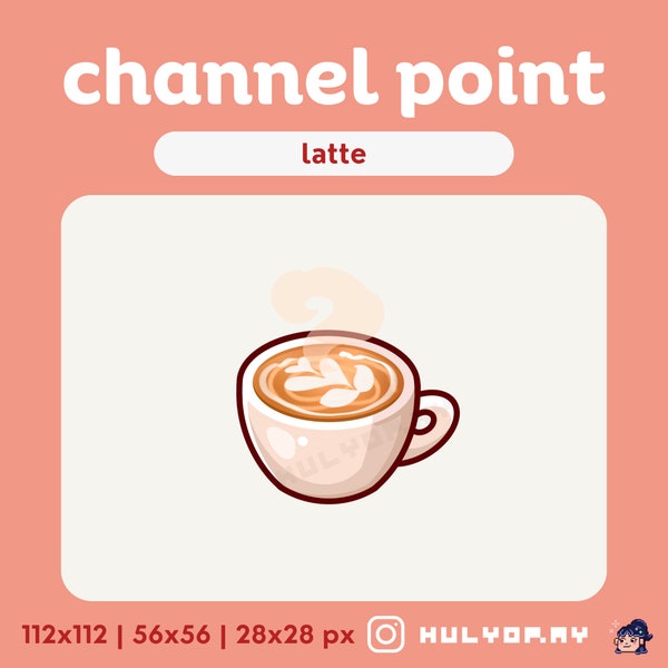 Latte | Twitch Emote | Channel Point | Coffee Foam Art | Cafe | Steam | Hydrate Reward | Drink | Redeem | Discord | YouTube | Stream Graphic