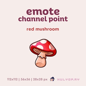Cogumelo Vermelho | Ponto de Canal | Twitch Emote | Cogumelo Venenoso | Cute Cottagecore | Natureza | Outono | Discord | YouTube | Gráficos de Transmissão