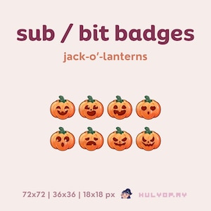8 Twitch Sub Badges | Jack-O'-Lanterns | Channel Bits | Cheers | Spooky Halloween | Pumpkin Carvings | Autumn | Discord | YouTube | Stream