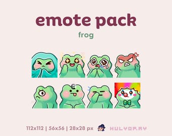 8 emoticonos de Twitch / Rana linda / Puntos de canal / Paquete de emojis / Sapo / Manta / Furia / Payaso / Discord / YouTube / Gamer / Streaming / Set 3