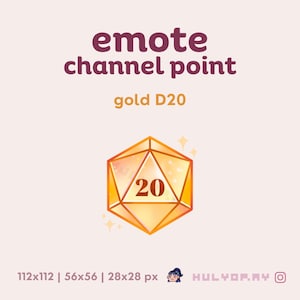 Gold D20 | Twitch Emote | Channel Point | Dice Roll | Tabletop | Fantasy RPG | DND | D&D | BG3 | Sparkles | Discord | YouTube | Streaming