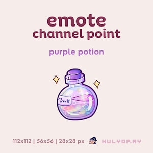 Purple Potion Bottle | Channel Point | Twitch Emote | Elixir | Witch | Wizard | Alchemy | Cute Magical Icon | Discord | YouTube | Streaming