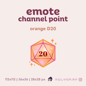 Orange D20 | Twitch Emote | Channel Point | Dice Roll | Tabletop | Fantasy RPG | DND | D&D | BG3 | Sparkles | Discord | YouTube | Streaming