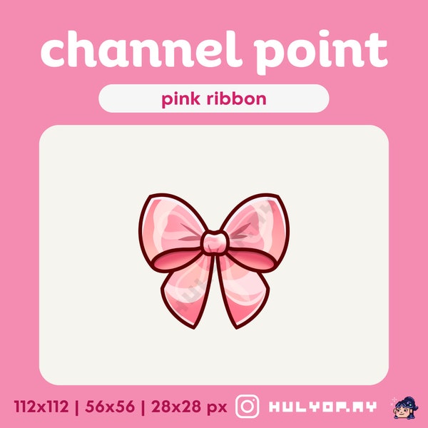 Pink Ribbon | Channel Point | Twitch Emote | Cute Shiny Bow | Magical Girl | Discord | YouTube | Pretty | Stream Graphics | Streaming Assets