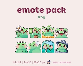 8 emoticonos de Twitch / Rana linda / Puntos de canal / Sapo / Paquete de emojis / Flor / Dinero / Basura / Discord / YouTube / Gamer / Streaming / Set 4