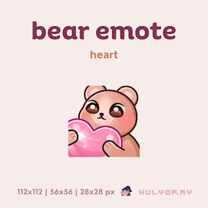 Grizzly Bear | Twitch Emote | Heart | Channel Point | Cute Brown Cub | Happy | Hug | Love | Forest | Discord | YouTube | Stream Graphics