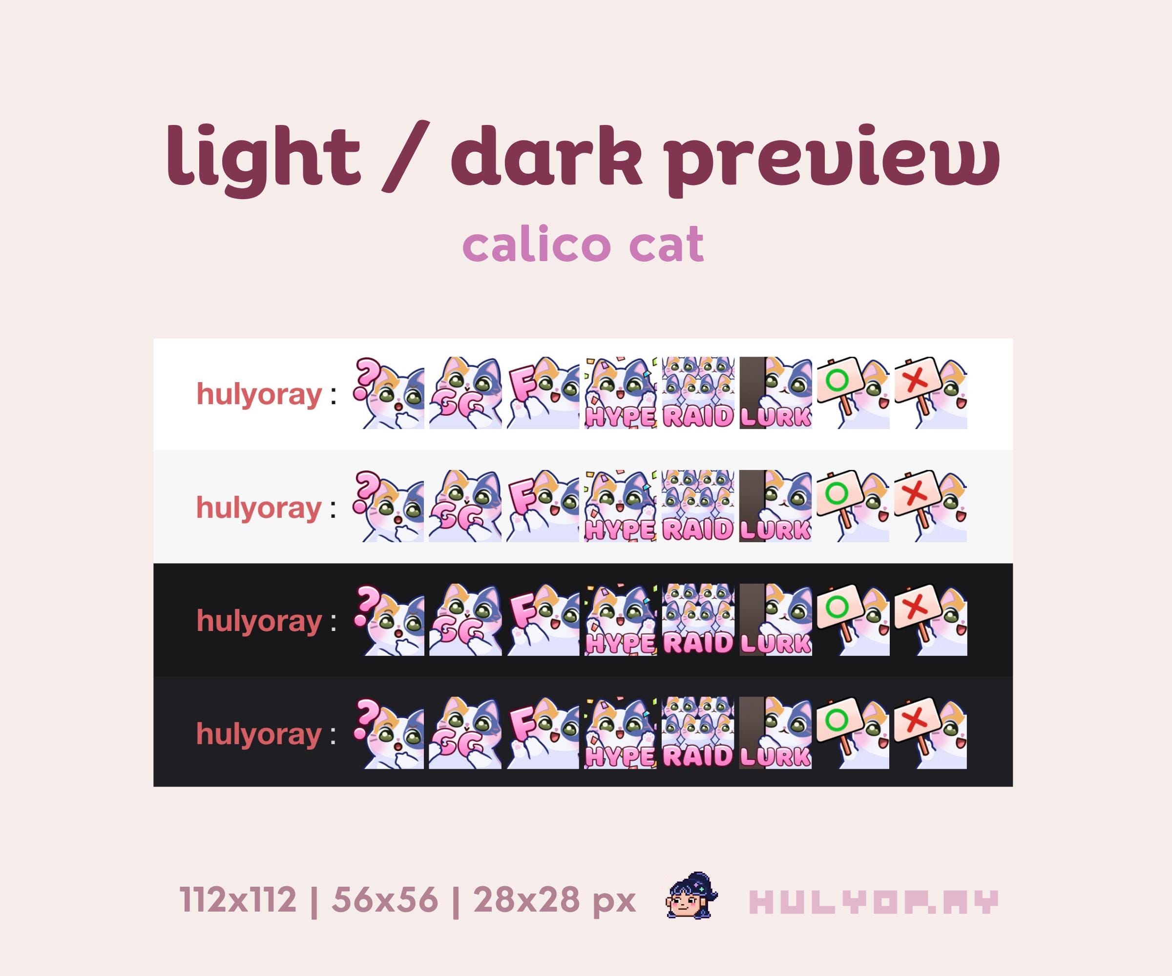 8 Twitch Emotes | Calico Cat | Channel Points | Emoji Bundle | Kitten ...