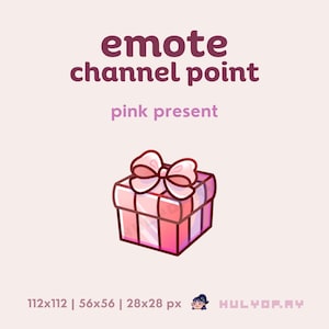Pink Present | Channel Point | Twitch Emote | Gift | Cute Shiny Bow | Ribbon | Birthday | Celebrate | Reward | Discord | YouTube | Streaming