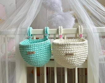 Pocket organizer for babybed or baby crib hanging basket for nersury