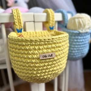 Baby cot hanging baskets for storage, baby girl room decor, crib organizer