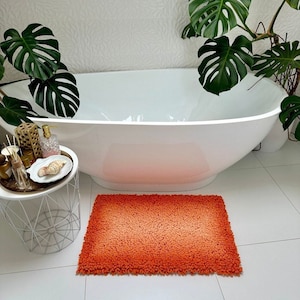 Soft bath mat 16*24 inch/40*60cm, orange rug for bathroom