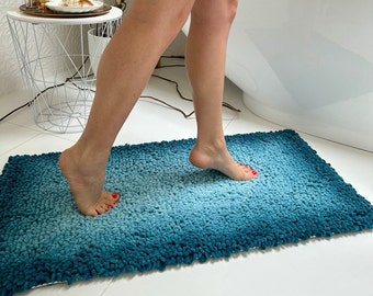 Soft bath mat 20*30inch/50*75cm, turquoise crochet rug