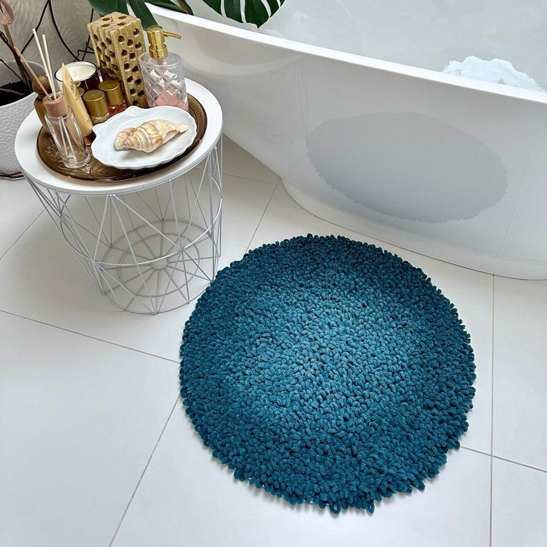 Soft bath mat 2030inch/5075cm, turquoise crochet rug zdjęcie 2