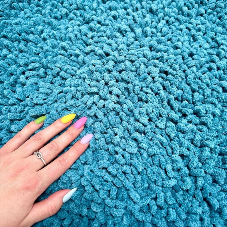 Soft bath mat 2030inch/5075cm, turquoise crochet rug zdjęcie 5