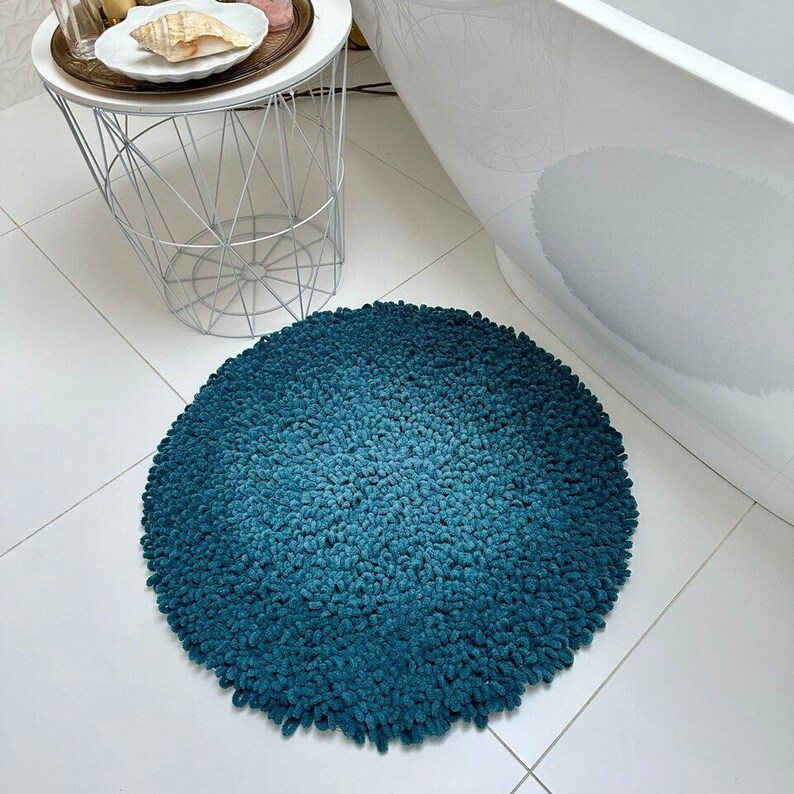 Soft bath mat 2030inch/5075cm, turquoise crochet rug zdjęcie 1
