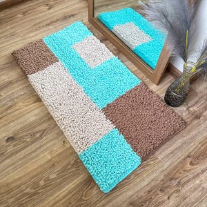 Modern Geometric Bath Mat – Soft, Stylish & Non-Slip