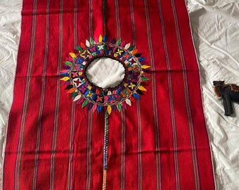 Guatemalan Vintage Huipil Blouse – Handwoven Mayan Textile with Colorful Embroidery