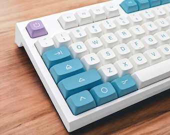 Yoghurtfrukt Vit Blå Lila Söt Coolt Tema Tangentbordsset för Mekaniskt Tangentbord | 138 tangenter | XDA-profil | MX-switchtyp | PBT-material