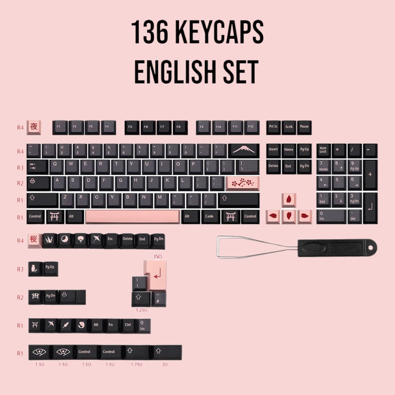 Night Sakura Japanese Theme  Keycaps Set for Mechanical Keyboard | 140 keys | Cherry Profile | MX Switch Type | PBT Material
Keycap Set/Purple Keycaps/Black Keycaps/custom keycaps/cute keycaps/wooden keycaps/metal keycaps/pokemon keycaps