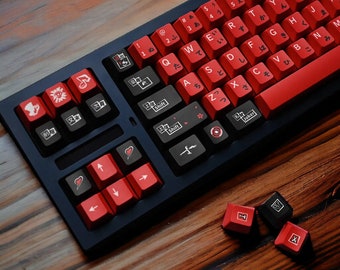 Persona Red Black Video Game Theme Keycaps Set for Mechanical Keyboard | 142 keys | Cherry Profile | MX Switch Type | PBT Material