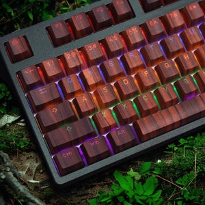 Retroilluminato in legno di noce naturale carino fresco imitazione tasti per tastiera meccanica / 108 tasti / profilo ciliegia / tipo di interruttore MX / materiale PBT